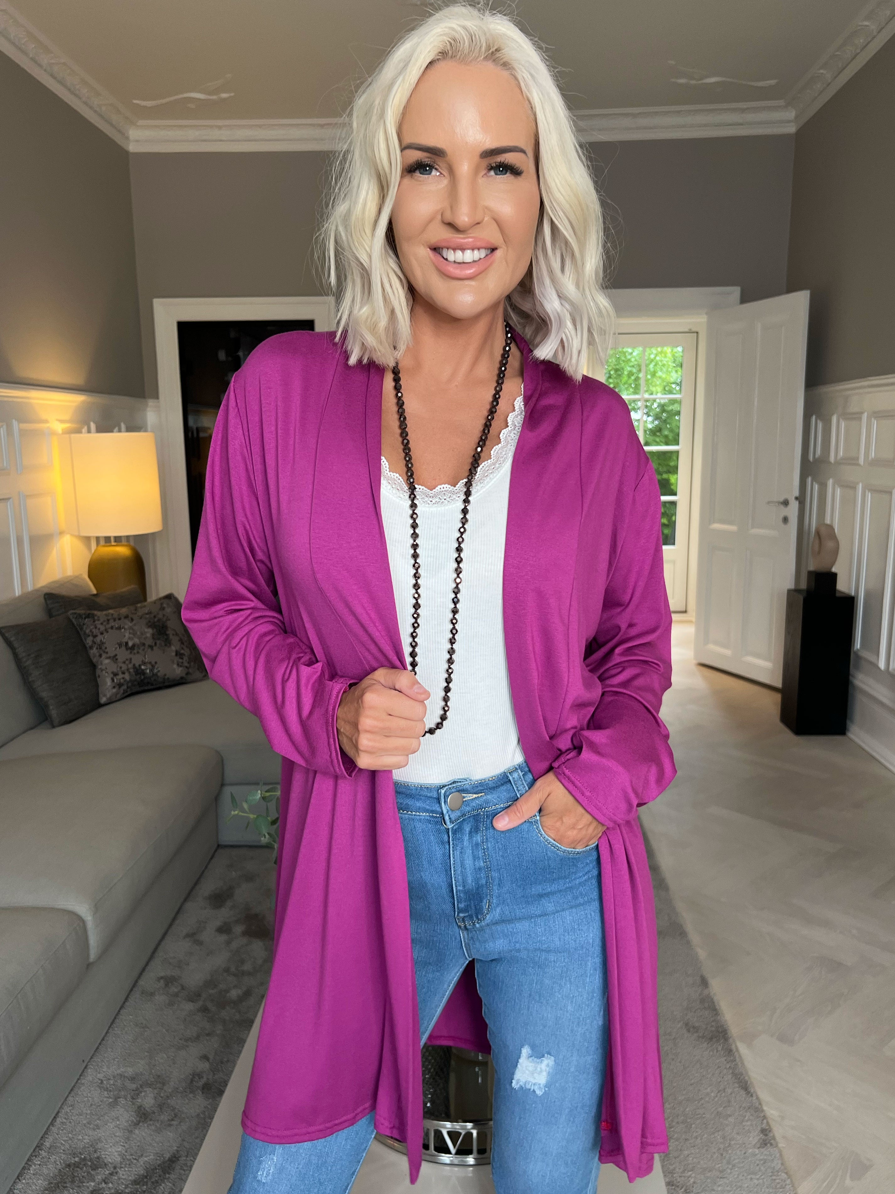 Rosa - Basis cardigan i jersey stof (bestseller)